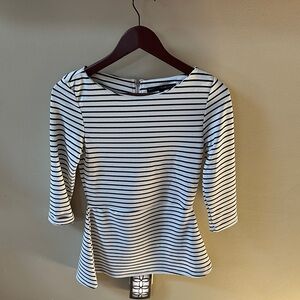 White House Black Market Striped Peplum Top